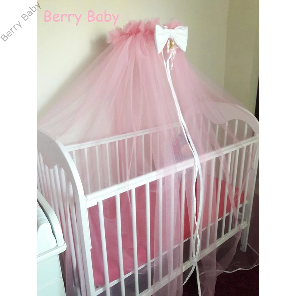 Berry Baby Extra baldachin függöny-körbe érő: rózsaszín+fehér masni/szegő 2