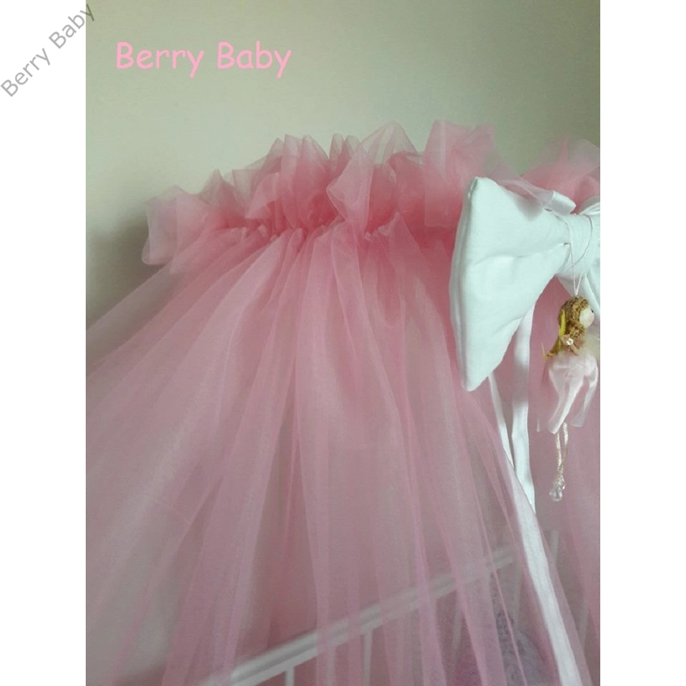 Berry Baby Extra baldachin függöny-körbe érő: rózsaszín+fehér masni/szegő 4