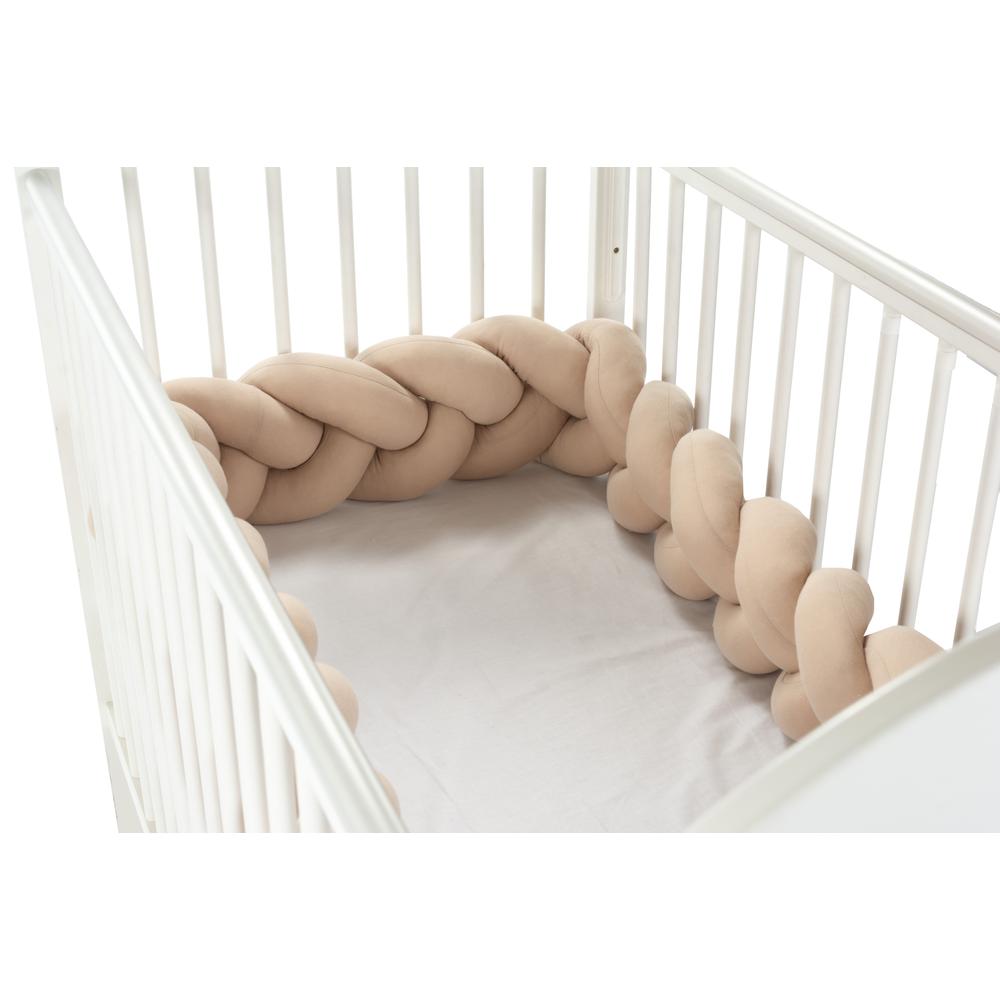 Fejvédő kiságyba - fonott rácsvédő 360 cm - beige színben