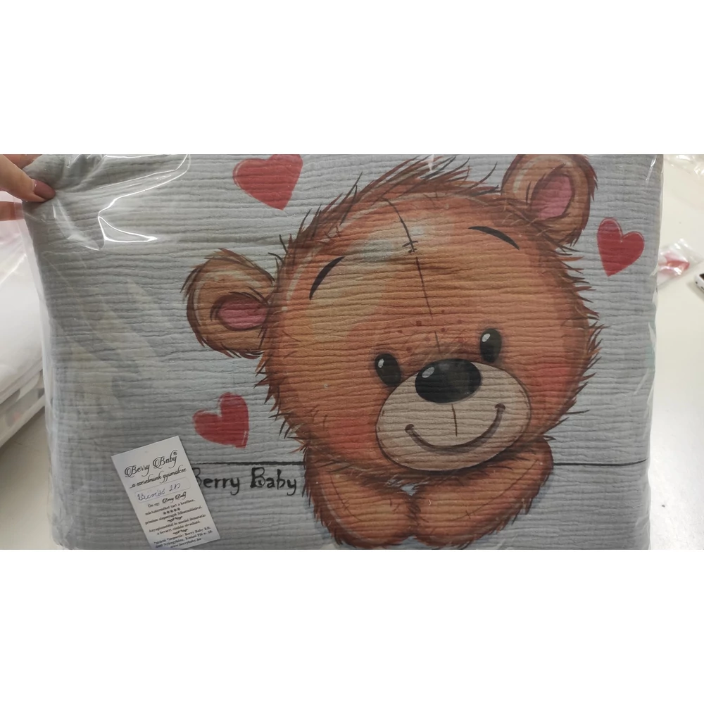 Rácsvédő - organikus pamut - Teddy with heart - 210cm