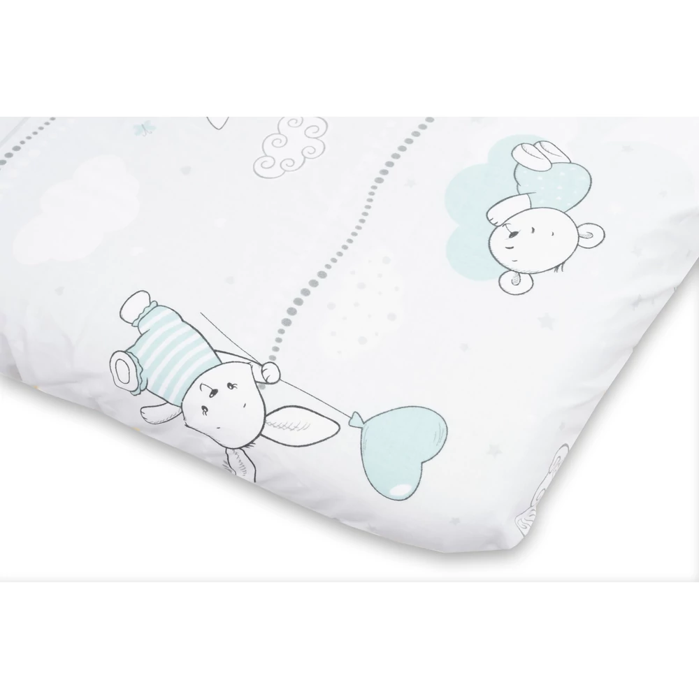 Pamut gumis lepedő 70x140 cm - Menta nyuszis