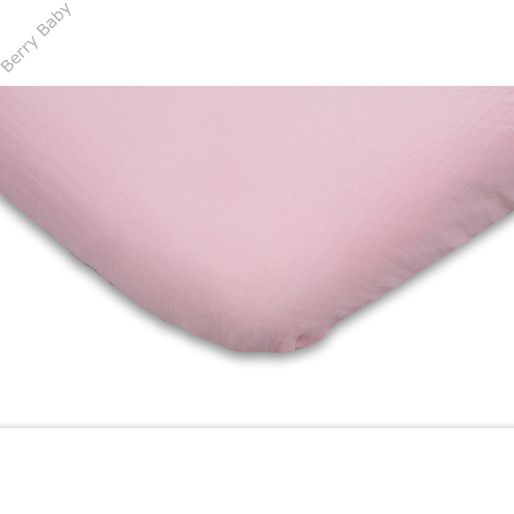 Gumis lepedő 60x120 cm - rózsaszín - dupla géz