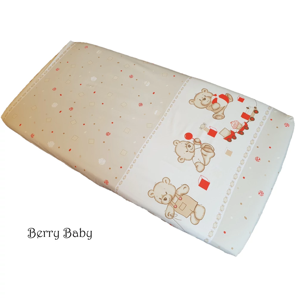 Gumis lepedő 60x120 cm – bézs  macis – pamut