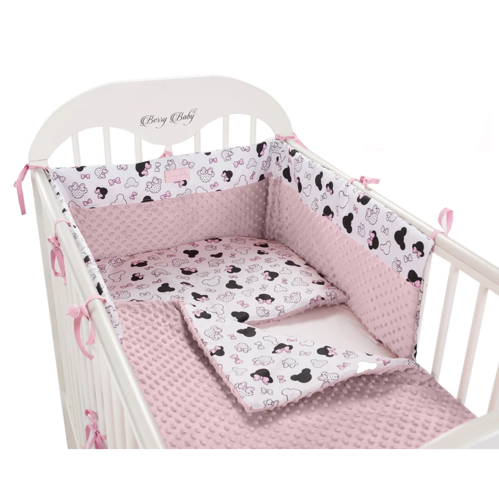 Babaágynemű szett - rózsaszín minky - Minnie