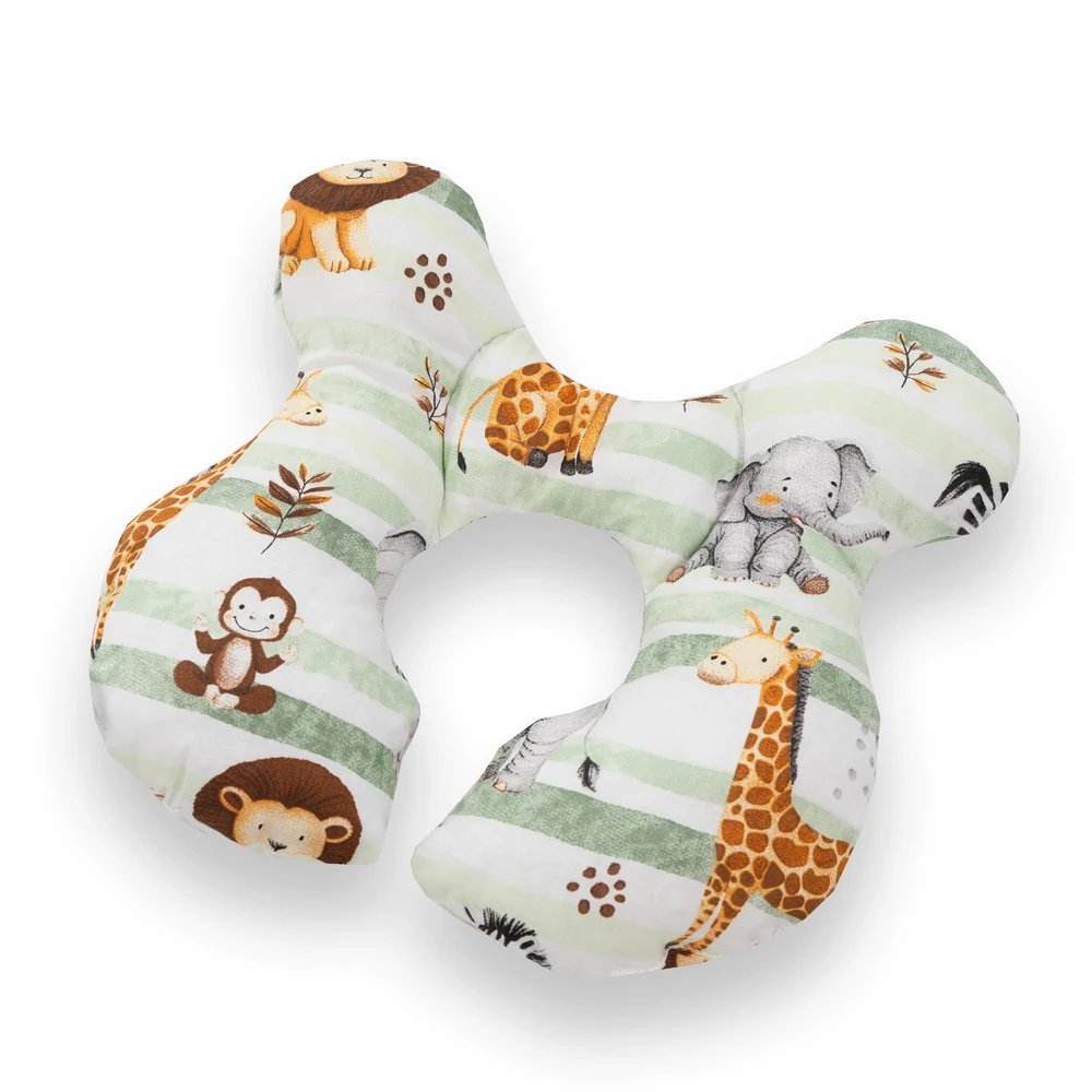 Bébi fejpozícionáló párna - zöld szafari