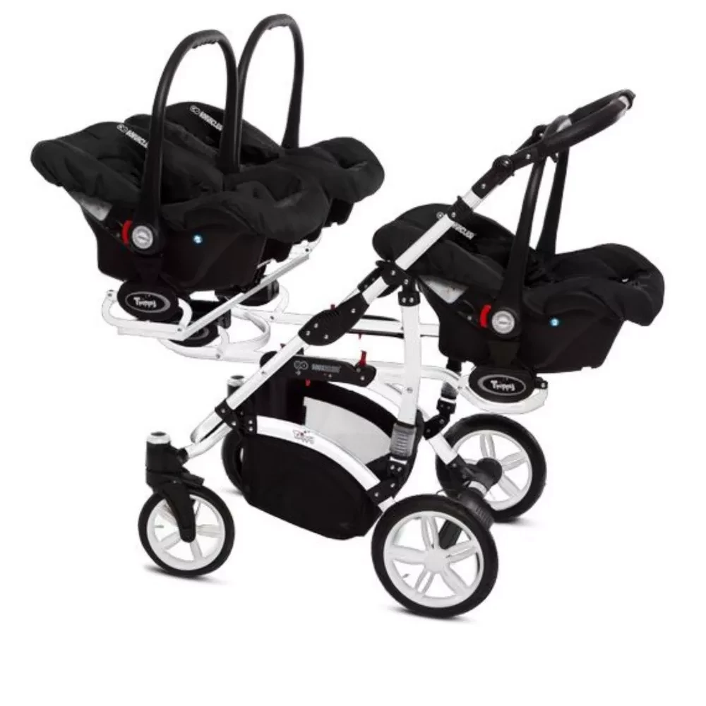 Ikerbabakocsi hármasikrek számára - BabyActive Trippy PREMIUM 2in1 - Black