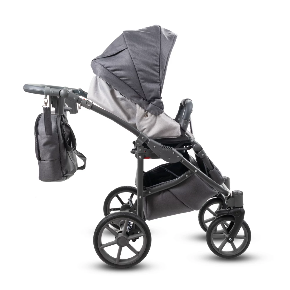 Berry Baby DIMATEO ALU 3in1 babakocsi szett (autós hordozóval és adapterrel!): Szürke-grafit GRAFIT VÁZZAL