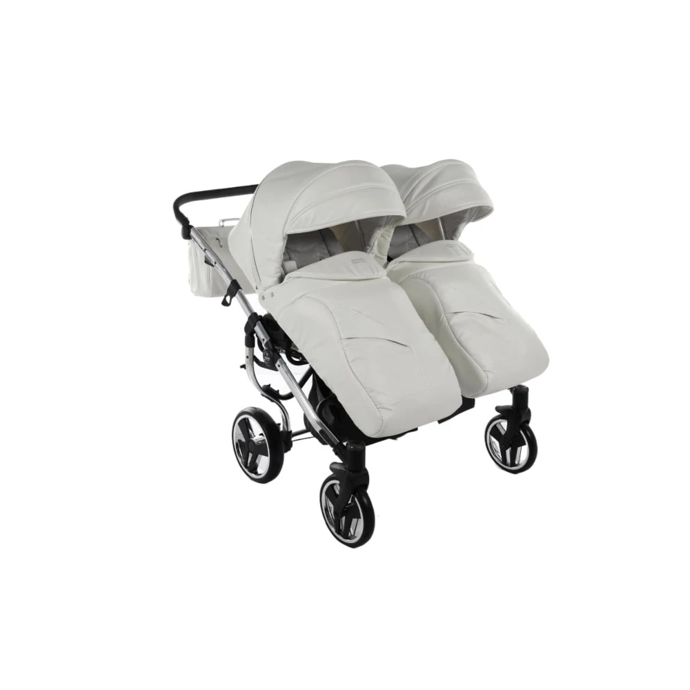 Junama többfunkciós iker babakocsi - INDIVIDUAL FLUO DUO - White-Silver