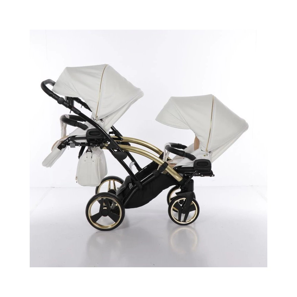 Junama többfunkciós iker babakocsi - INDIVIDUAL FLUO DUO SLIM - White-Gold