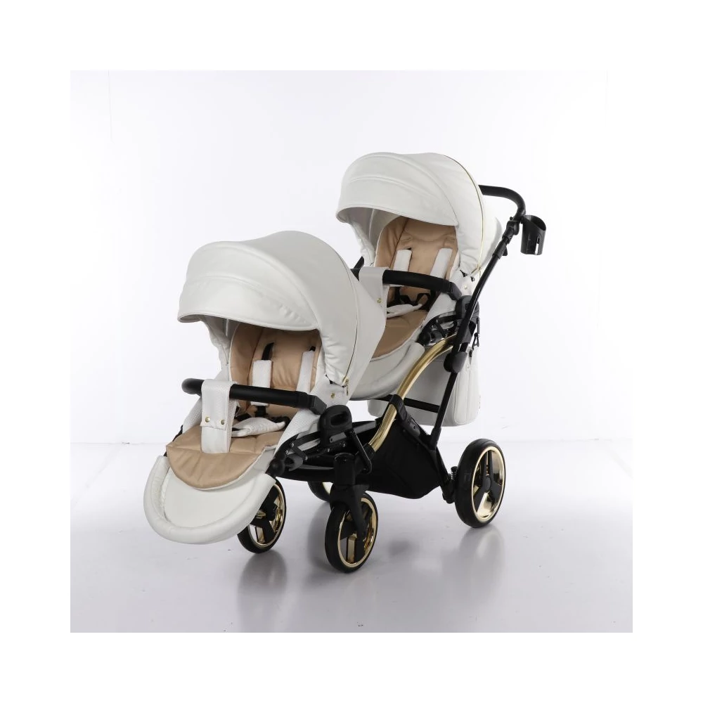 Junama többfunkciós iker babakocsi - INDIVIDUAL FLUO DUO SLIM - White-Gold