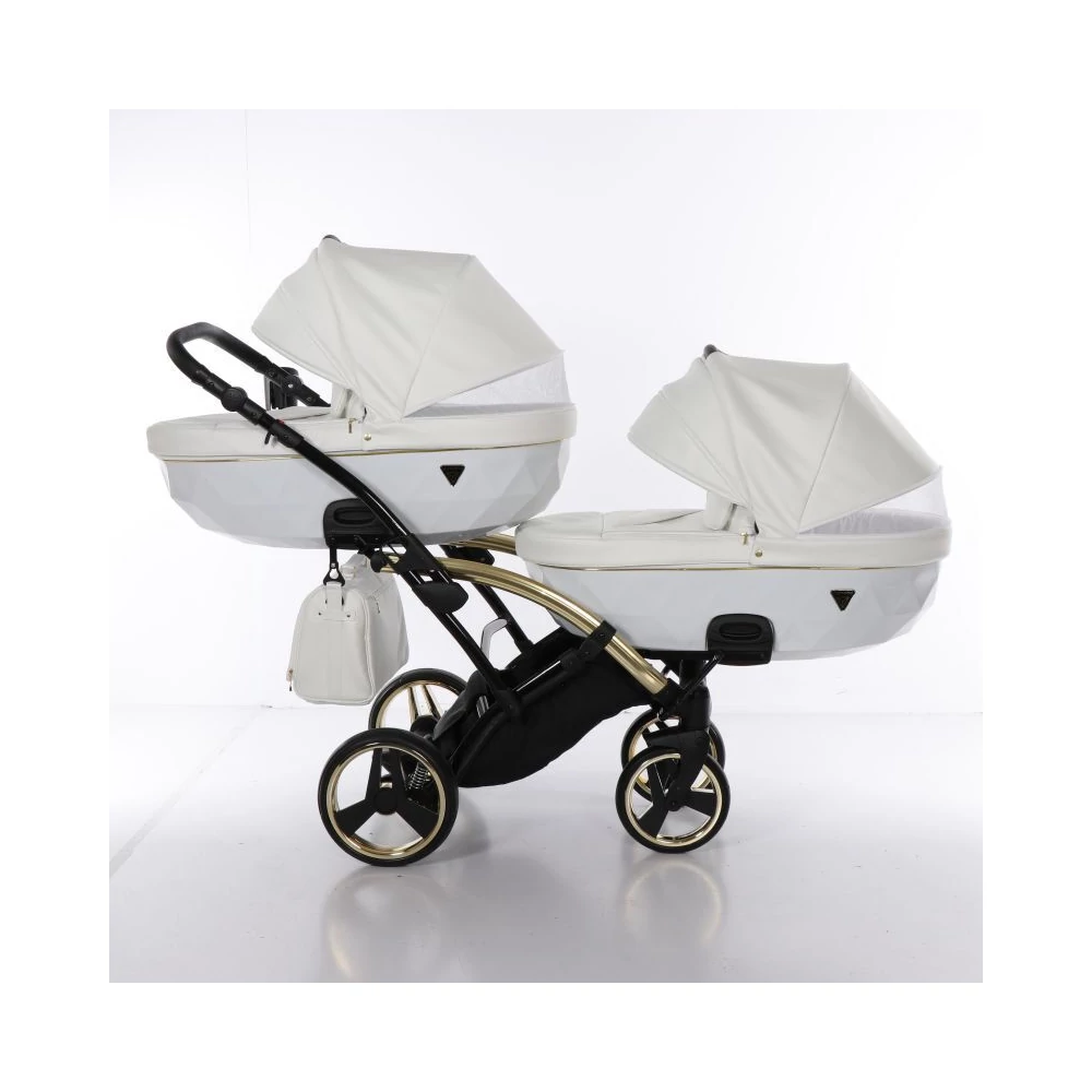 Junama többfunkciós iker babakocsi - INDIVIDUAL FLUO DUO SLIM - White-Gold