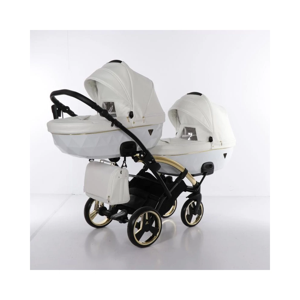 Junama többfunkciós iker babakocsi - INDIVIDUAL FLUO DUO SLIM - White-Gold