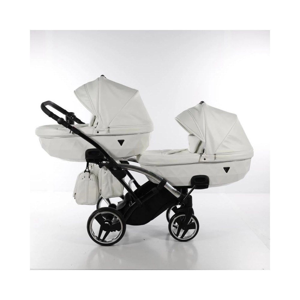 Junama többfunkciós iker babakocsi - INDIVIDUAL FLUO DUO SLIM - White-Silver