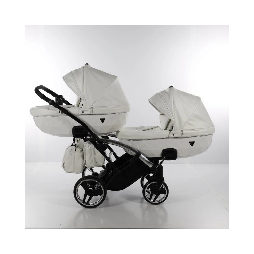 Junama többfunkciós iker babakocsi - INDIVIDUAL FLUO DUO SLIM - White-Silver