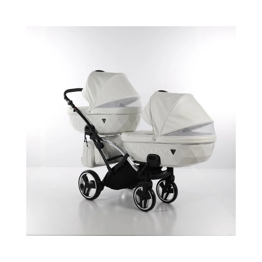 Junama többfunkciós iker babakocsi - INDIVIDUAL FLUO DUO SLIM - White-Silver