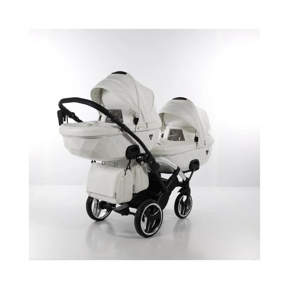 Junama többfunkciós iker babakocsi - INDIVIDUAL FLUO DUO SLIM - White-Silver