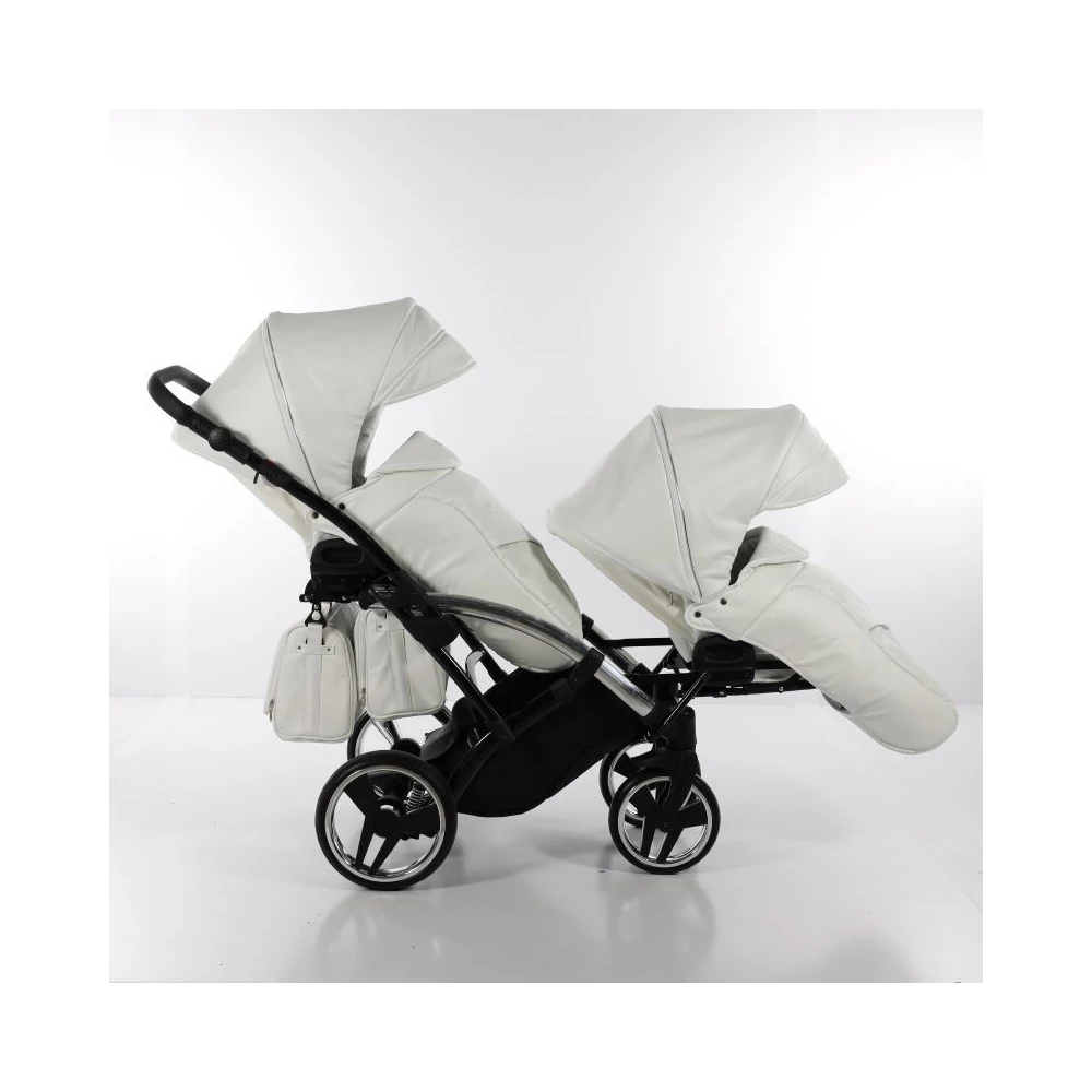 Junama többfunkciós iker babakocsi - INDIVIDUAL FLUO DUO SLIM - White-Silver