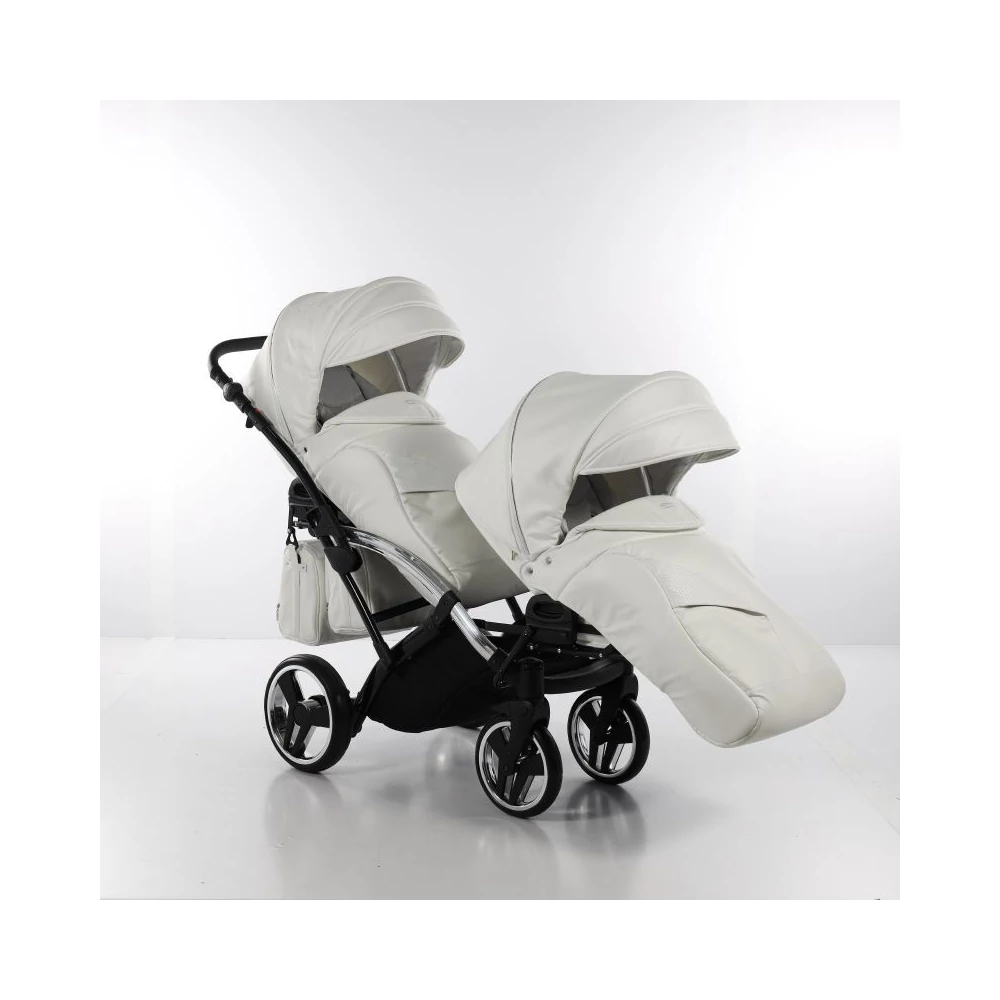 Junama többfunkciós iker babakocsi - INDIVIDUAL FLUO DUO SLIM - White-Silver