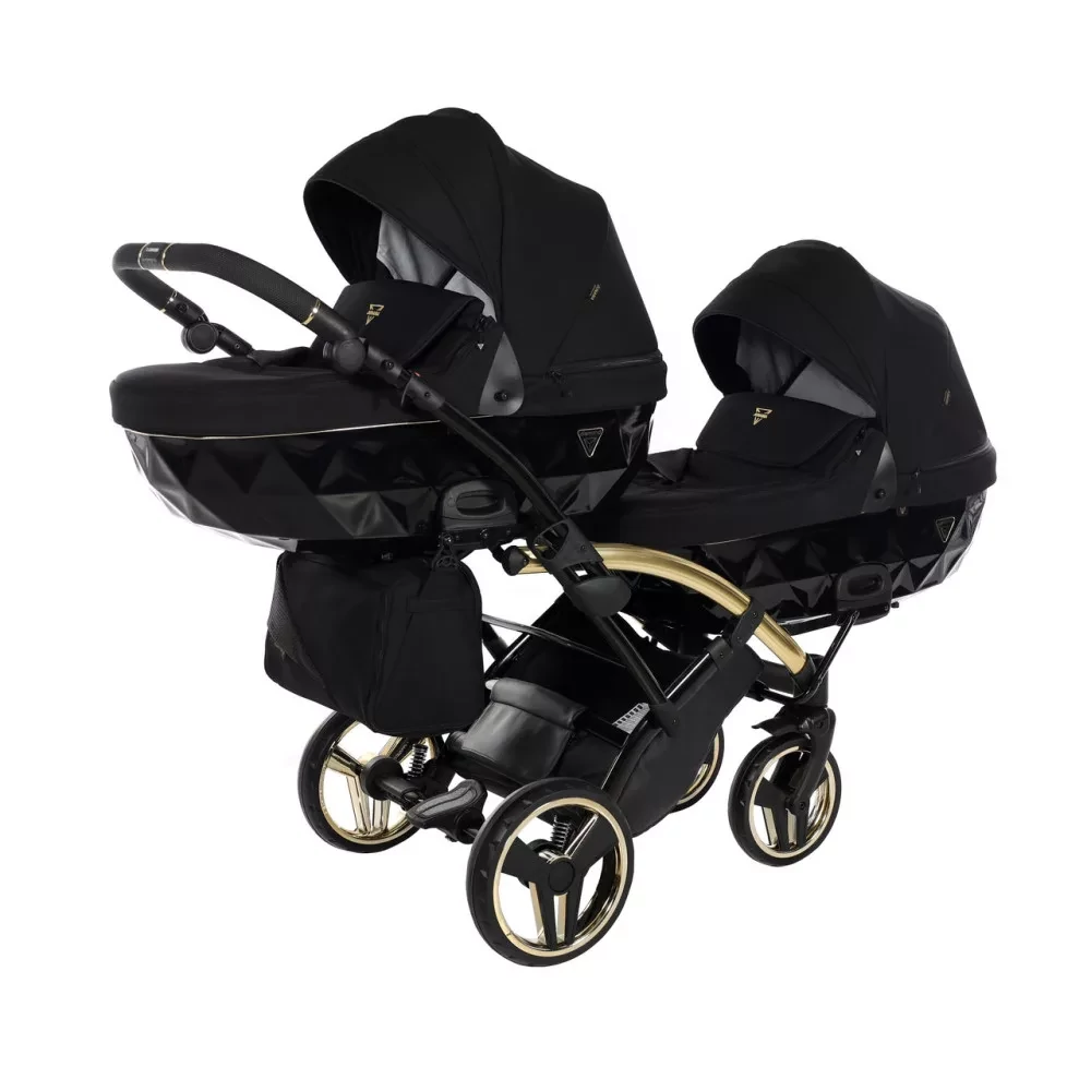 Junama többfunkciós ikerbabakocsi - DIAMOND S-Line DUO SLIM - 02 fekete arany