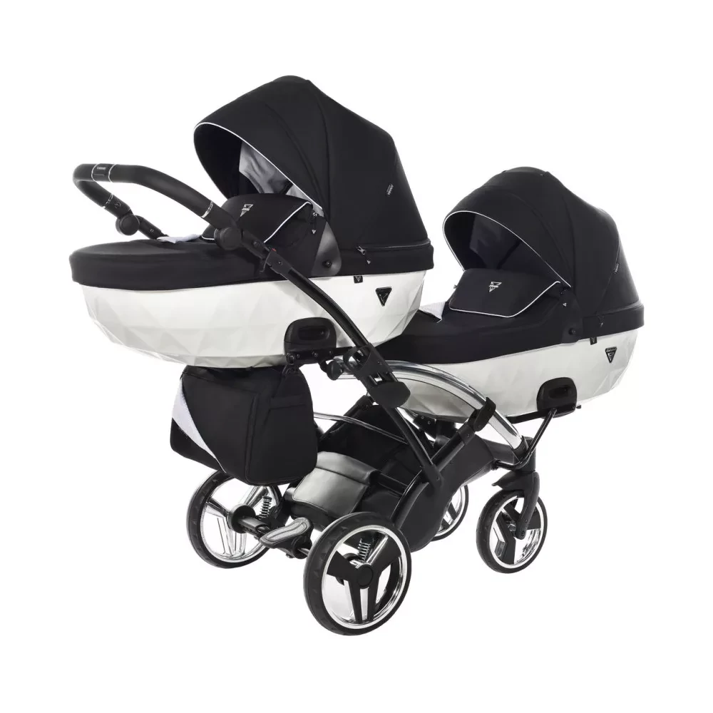 Junama többfunkciós ikerbabakocsi - DIAMOND S-Line DUO SLIM - 04 fekete fehér