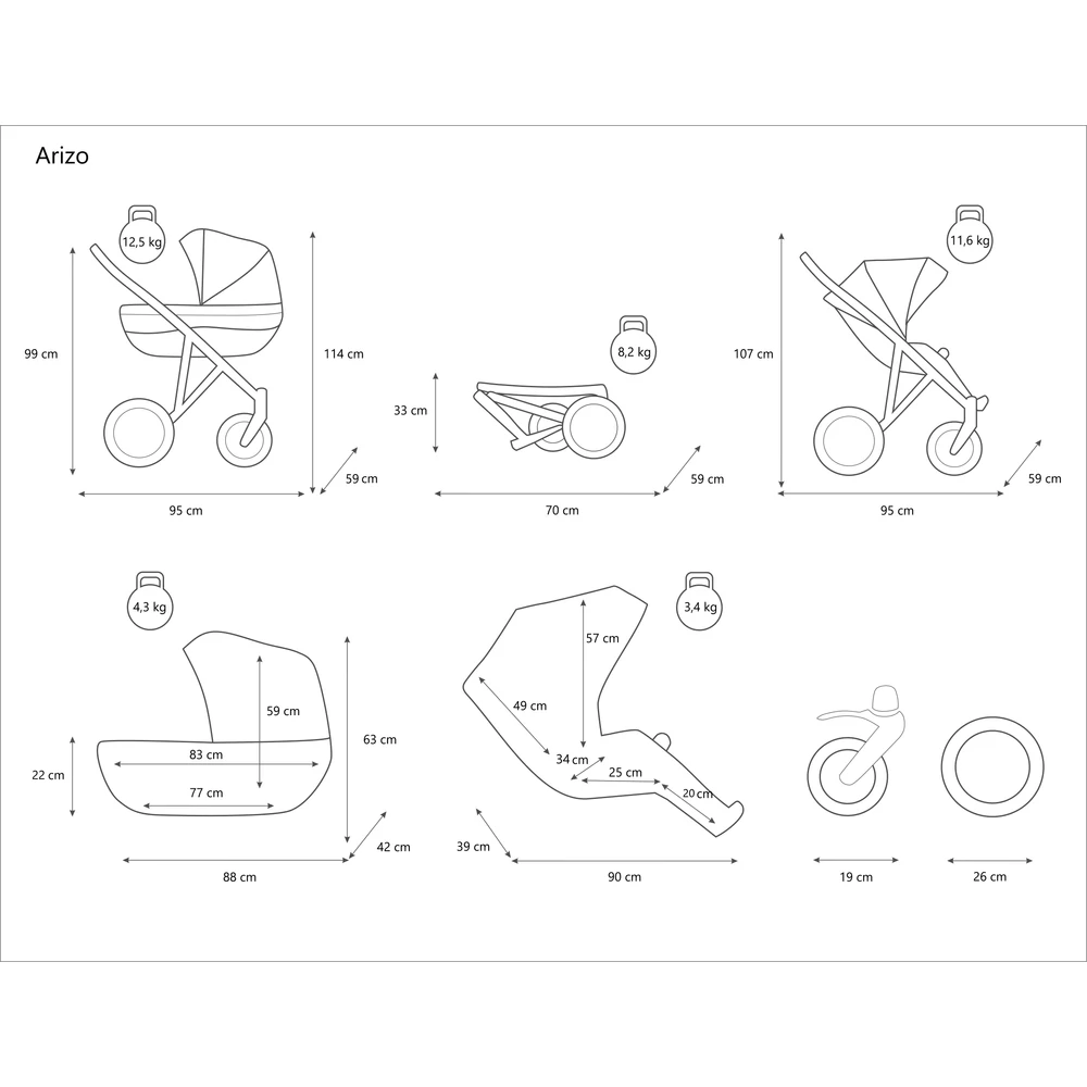 Babakocsi - Kunert Arizo 3in1 - White ECO