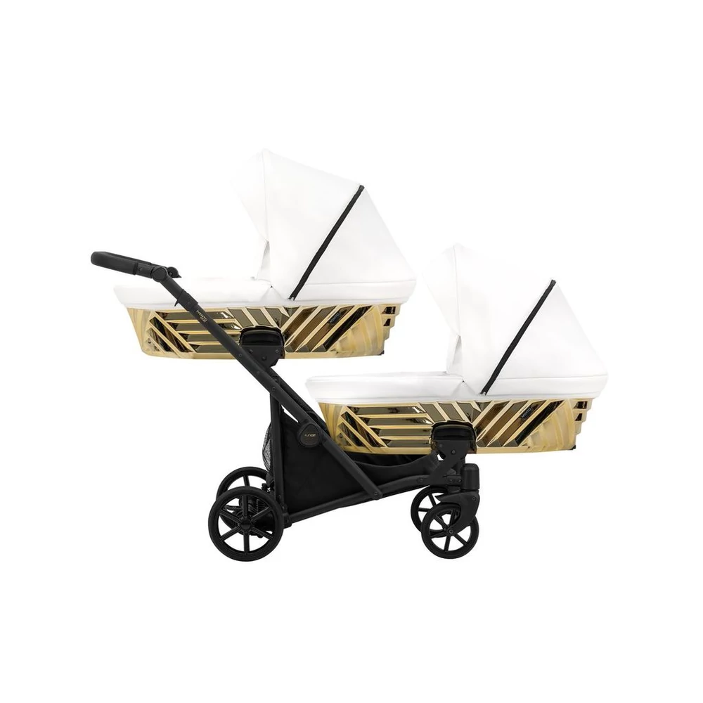 Iker babakocsi - Kunert Ivento Duo Glam 2in1 - 16 White Pearl ECO - fekete vázzal