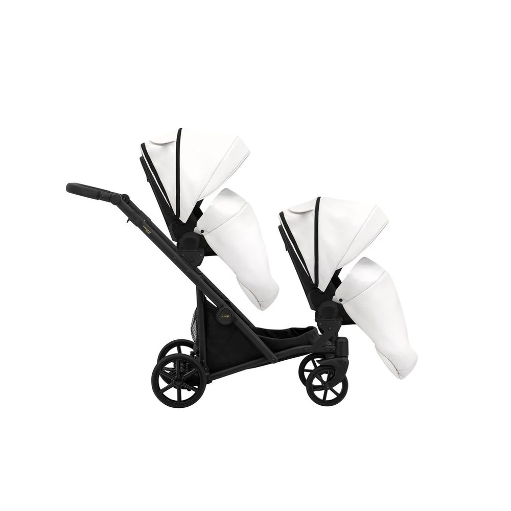 Iker babakocsi - Kunert Ivento Duo Glam 2in1 - 16 White Pearl ECO - fekete vázzal