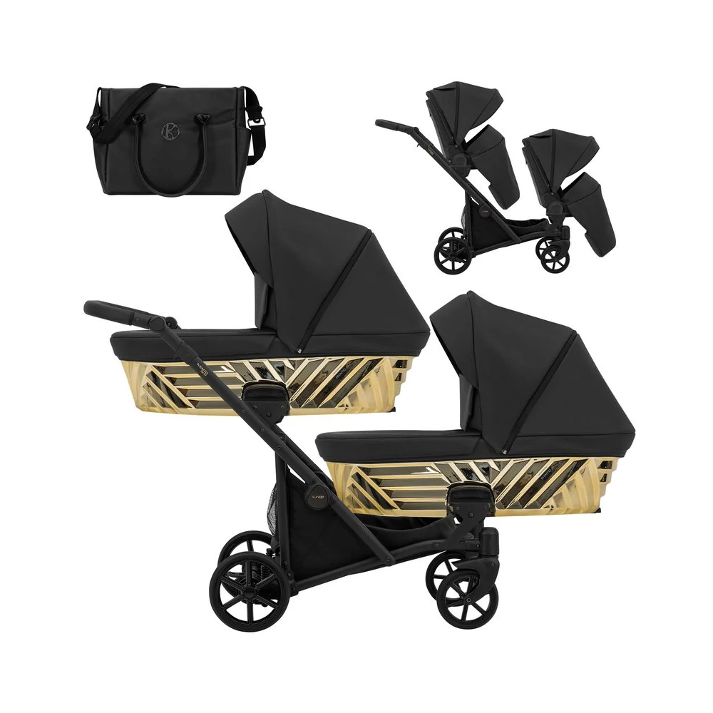 Kunert Ivento DUO Glam prémium ikerbabakocsi: fekete eco bőr