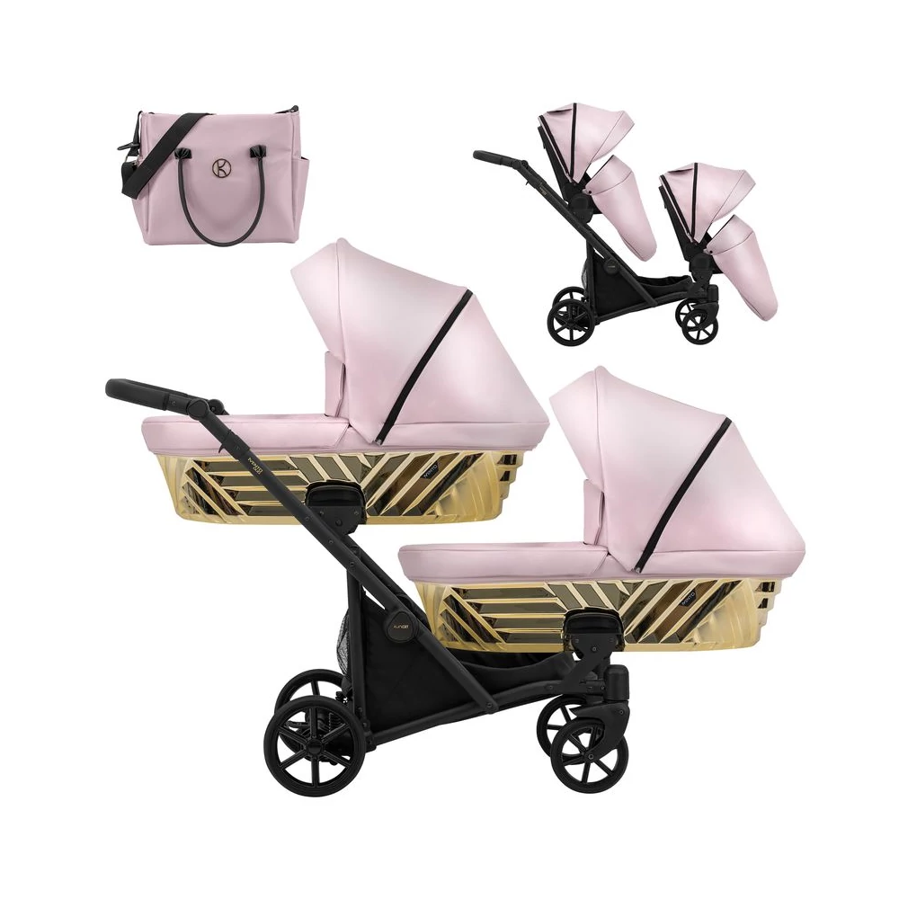 Kunert Ivento DUO Glam prémium ikerbabakocsi: rózsaszín eco bőr