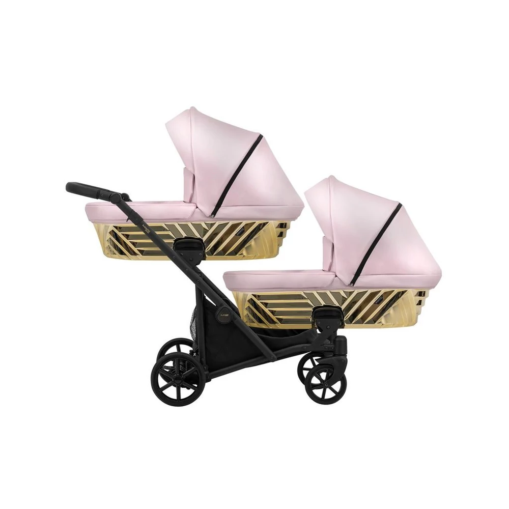 Iker babakocsi - Kunert Ivento Duo Glam 3in1 - 20 Pink Metalic ECO - fekete vázzal