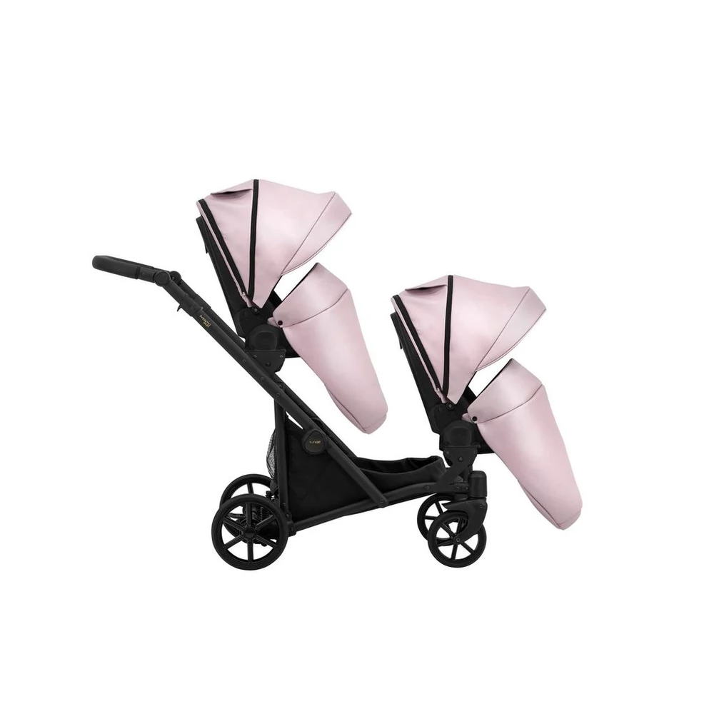 Iker babakocsi - Kunert Ivento Duo Glam 3in1 - 20 Pink Metalic ECO - fekete vázzal