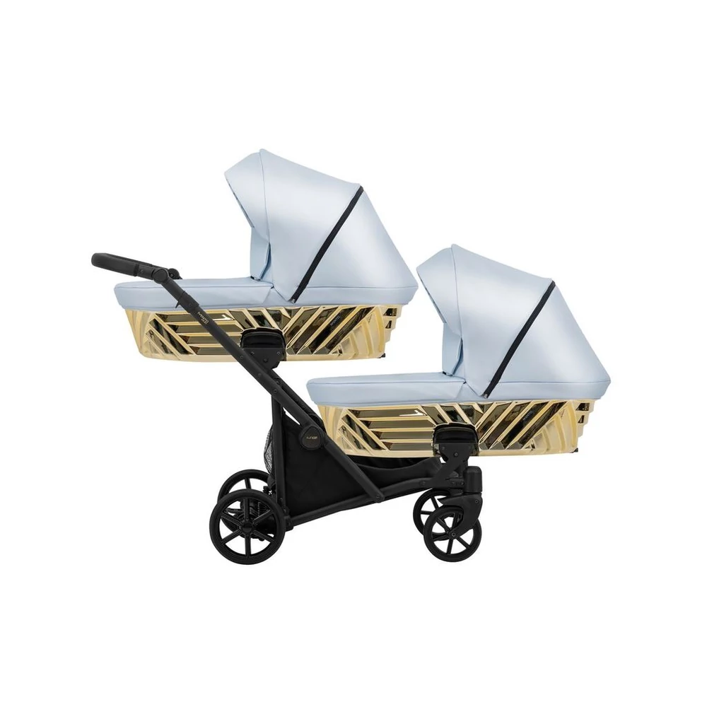 Iker babakocsi - Kunert Ivento Duo Glam 2in1 - 21 Baby Blue Metalic ECO - fekete vázzal