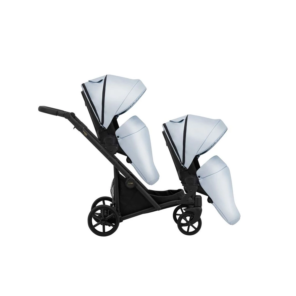 Iker babakocsi - Kunert Ivento Duo Glam 2in1 - 21 Baby Blue Metalic ECO - fekete vázzal