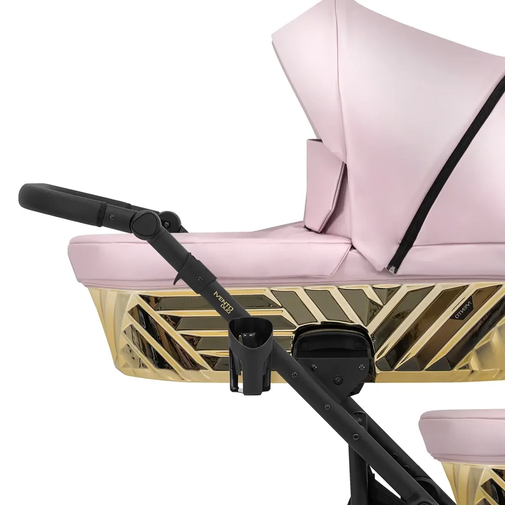 Iker babakocsi - Kunert Ivento Duo Glam 2in1 - 20 Pink Metalic ECO - fekete vázzal