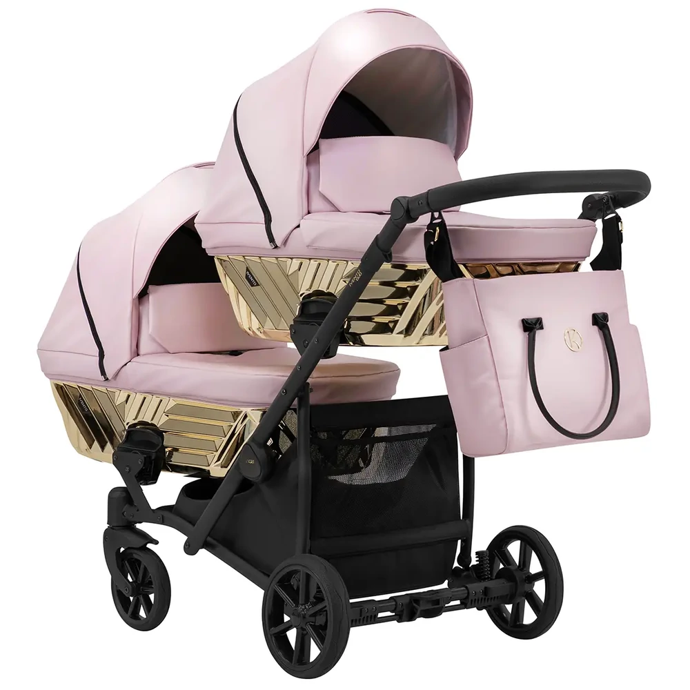 Iker babakocsi - Kunert Ivento Duo Glam 2in1 - 20 Pink Metalic ECO - fekete vázzal