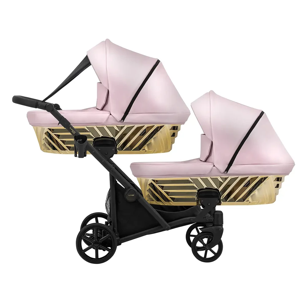 Iker babakocsi - Kunert Ivento Duo Glam 2in1 - 20 Pink Metalic ECO - fekete vázzal