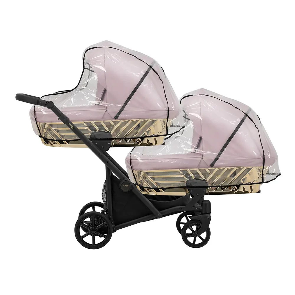 Iker babakocsi - Kunert Ivento Duo Glam 2in1 - 20 Pink Metalic ECO - fekete vázzal