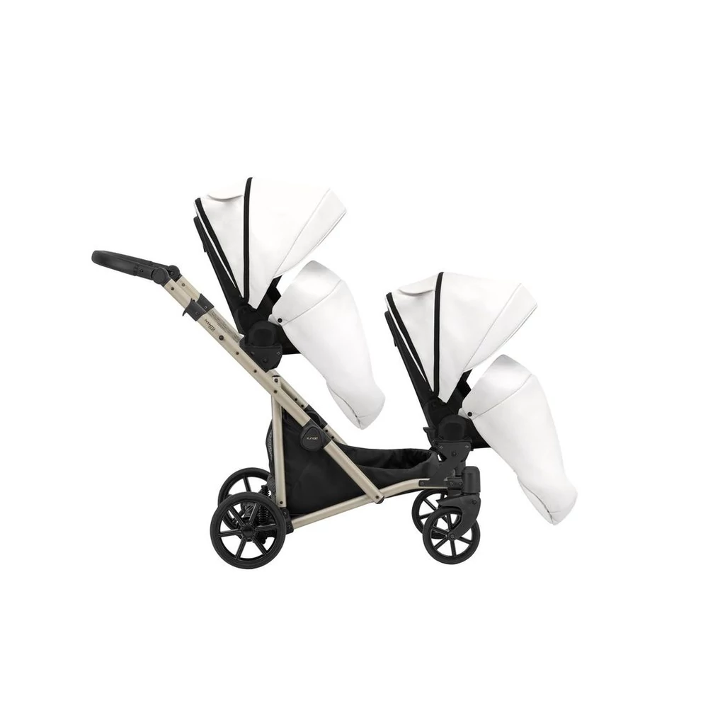 Iker babakocsi - Kunert Ivento Duo Glam 3in1 - 16 White Pearl ECO - pezsgő vázzal