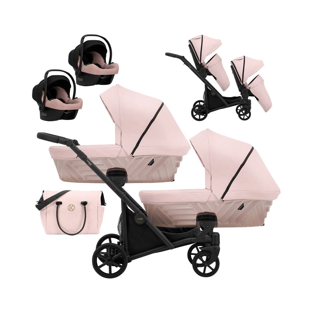 Kunert Ivento DUO multifunkciós ikerbabakocsi: rózsaszín - Cosmo hordozókkal