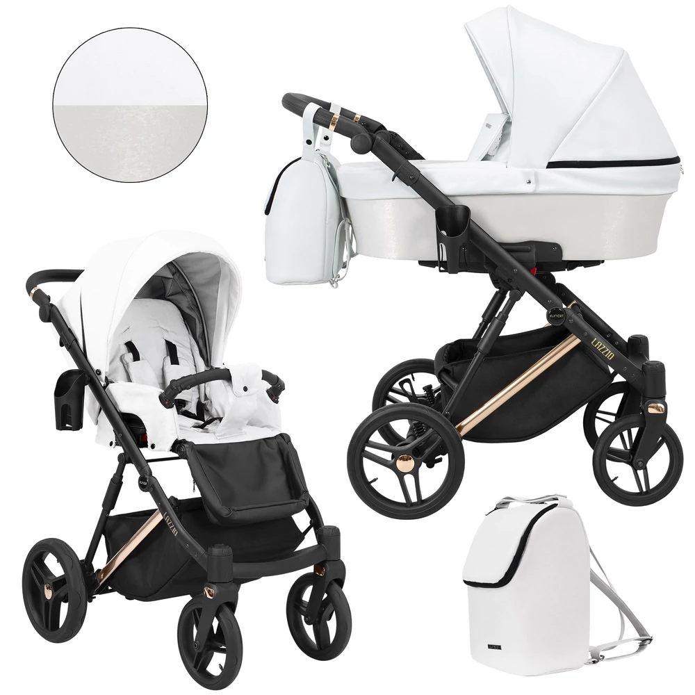 Többfunkciós babakocsi Kunert Lazzio Premium 2in1 - 16 fehér eco-bőr