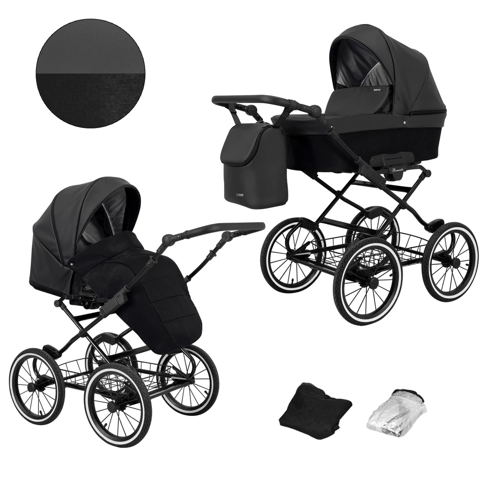 Babakocsi - Kunert Romantic 3in1 - fekete vázzal - 11 eco bőr
