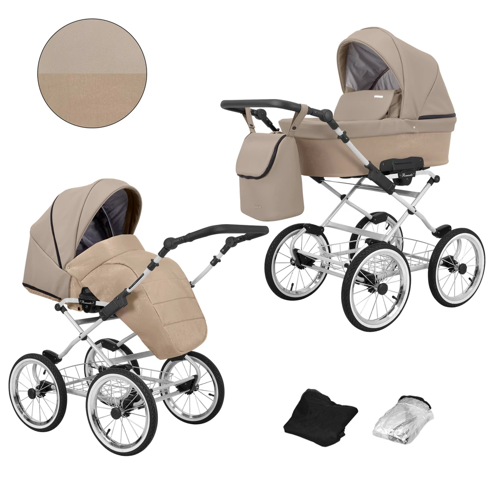 Babakocsi - Kunert Romantic 3in1 - szürke vázzal - 12 eco bőr
