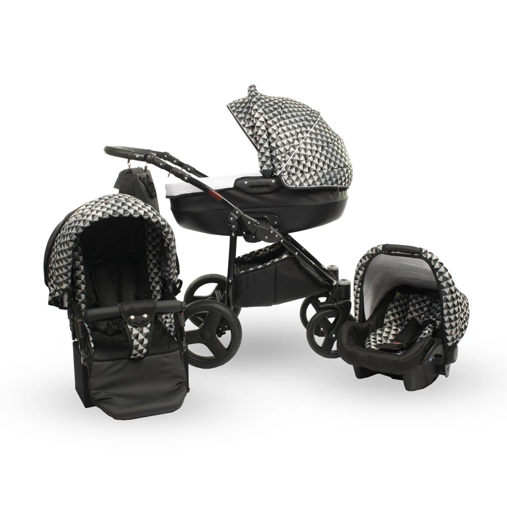 Berry Baby Lux  3in1 babakocsi szett (autós hordozóval és adapterrel): Z-29 -GÉL KERÉKSORRAL