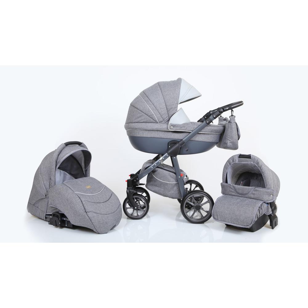 Berry Baby Macaron 3in1 multifunkciós babakocsi szett (autós hordozóval és adapterrel): Grey len