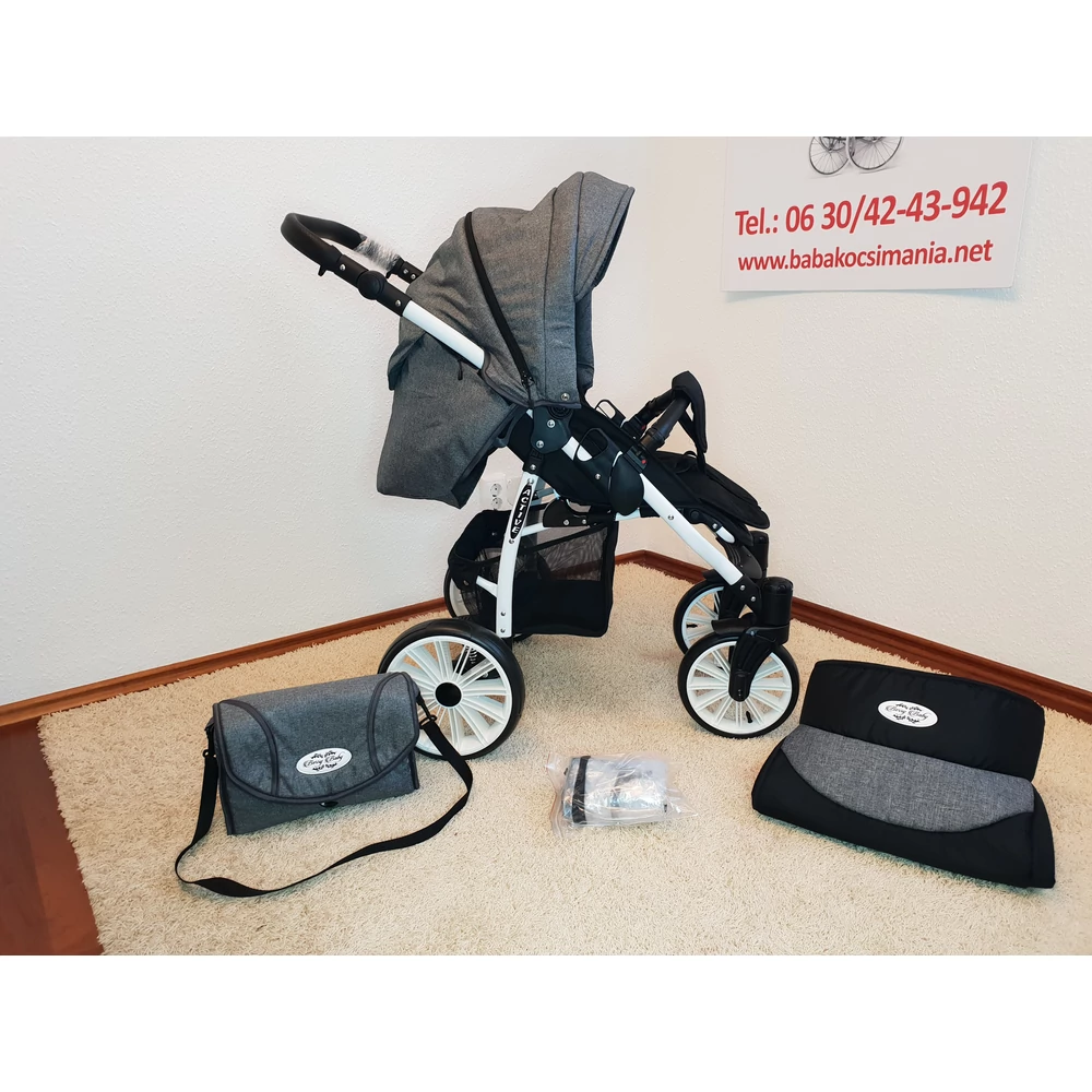 Prémium sportbabakocsi – Berry Baby Active - Grafit len - fekete