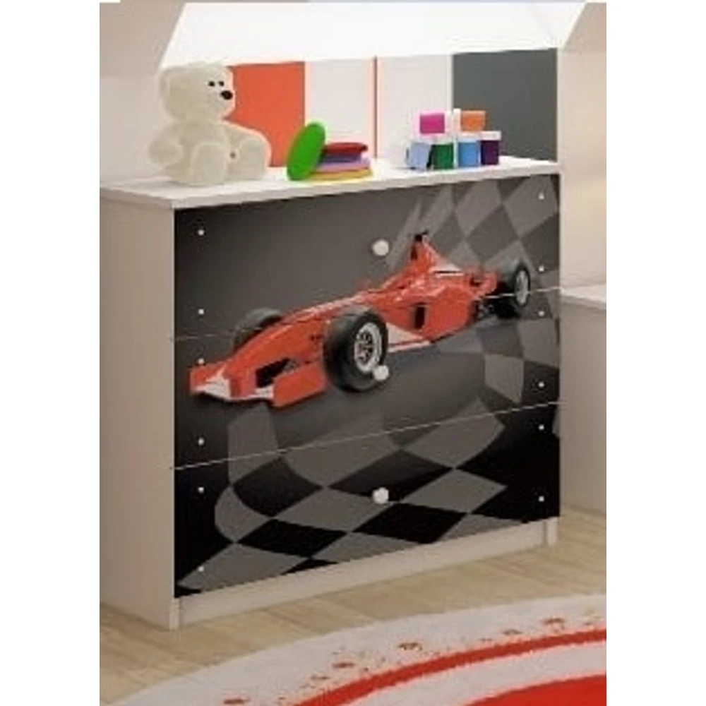 Komód gyerekszobába és babaszobába - Formula versenyautós