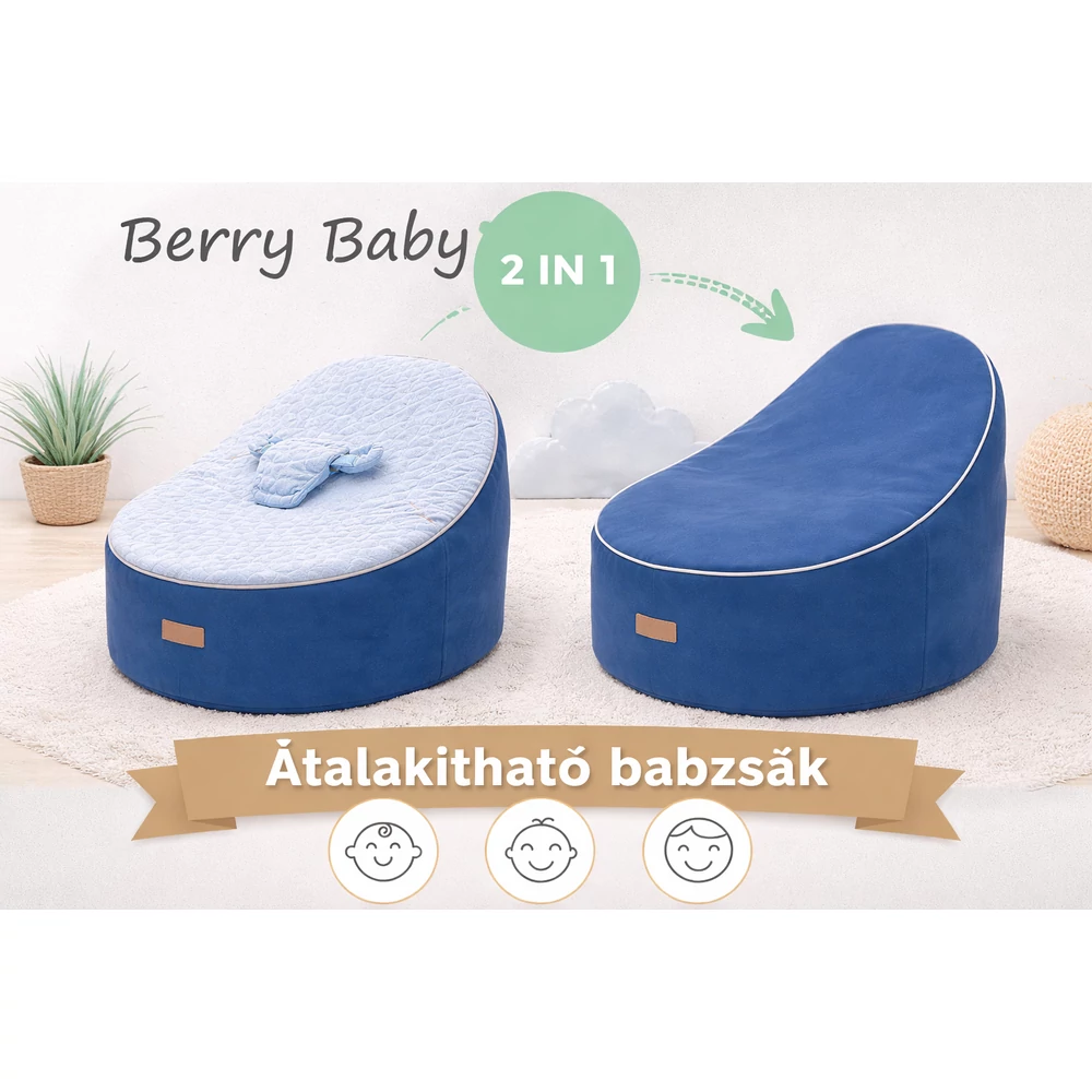 Babzsák 2in1 újszülött kortól - sötétkék - babakék minky