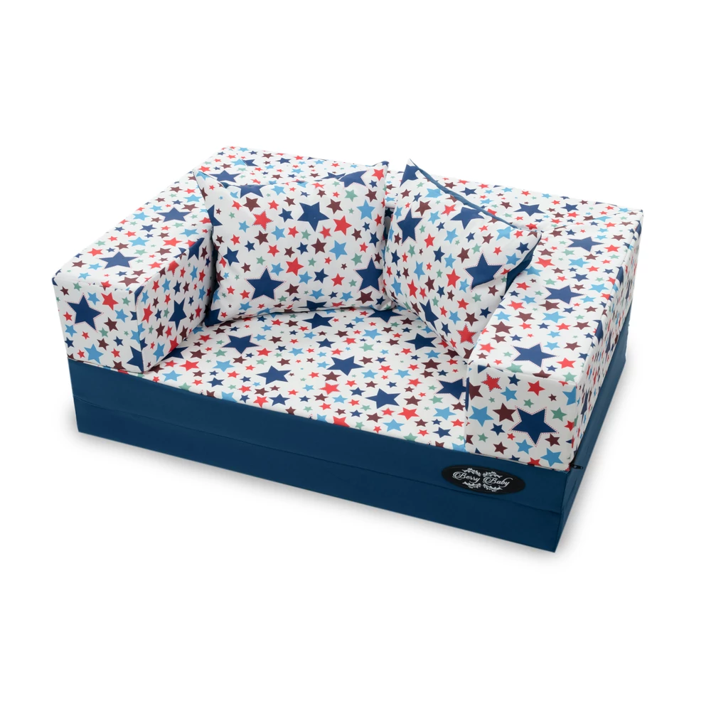 Szivacs kanapéágy - hempergő gyerek méret - sötétkék - Blue Stars - Diamond