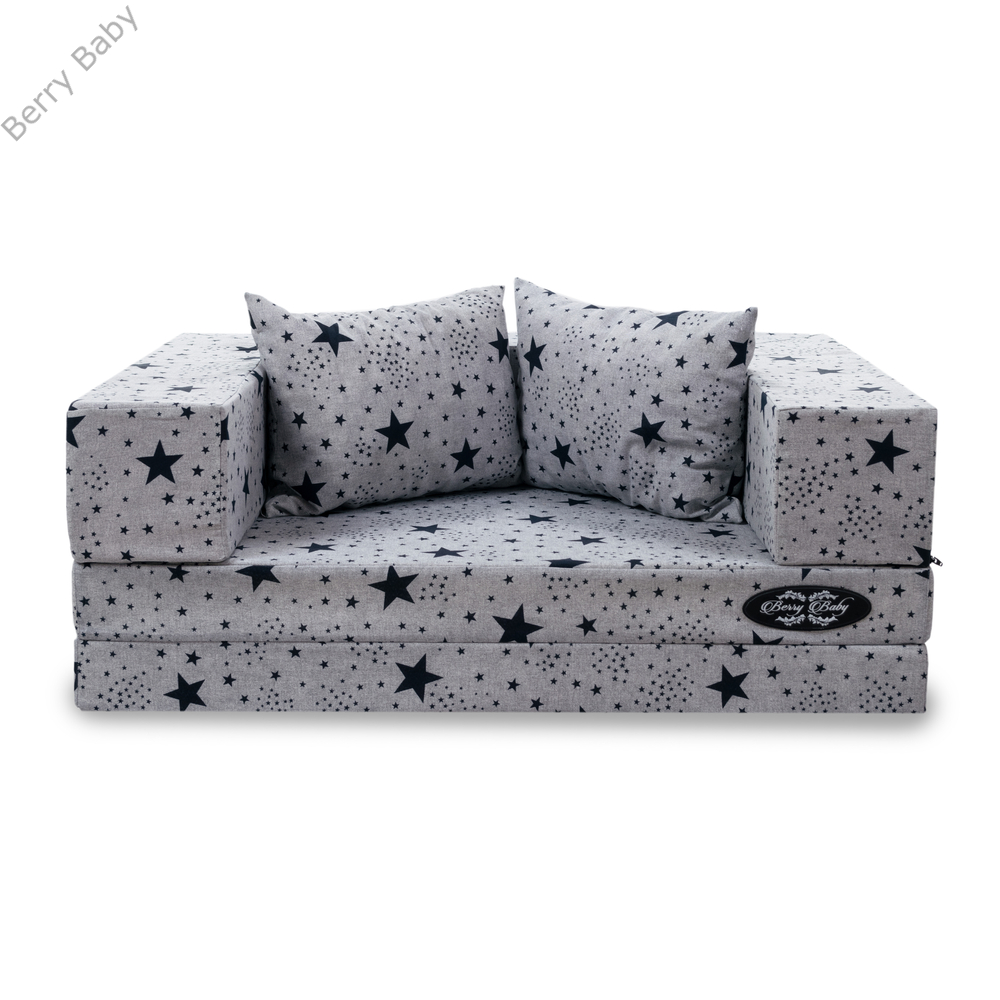 Berry Baby SUNSHINE szivacs kanapéágy és hempergő, felnőtt méretben:  királykék kék csillagos 3