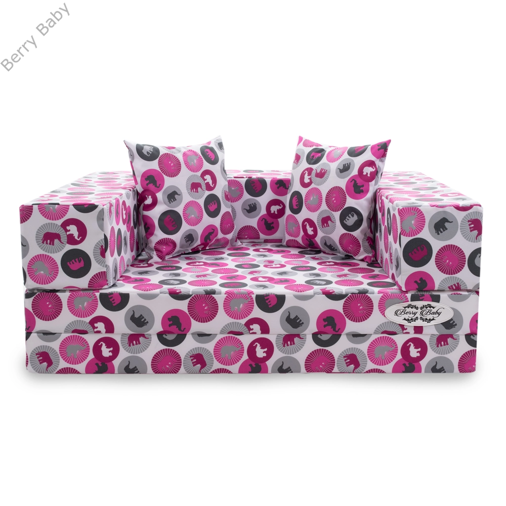 Szivacs kanapéágy - hempergő gyerek méret - pink elefántos - Wextra